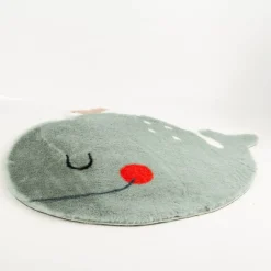 Kinderteppich Walfisch Moby kuschelweich waschbar blau 85x60cm