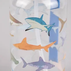 Kinder Trinkflasche mit Trinkhalm Hai transparent blau 500ml