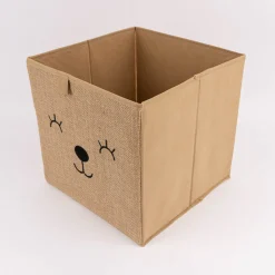 Kinderzimmer Aufbewahrungsbox Tier Gesicht Jute natur schwarz 29x29x29cm