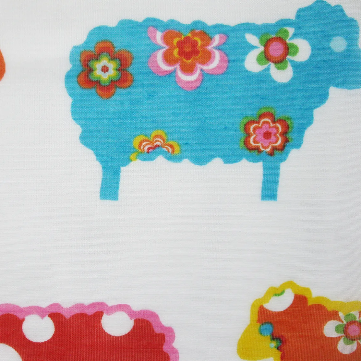 Kinderzimmer Schlaufenschal mit Kreuzschlaufen Schafe weiß bunt 140x255cm