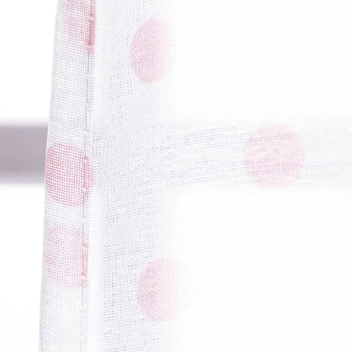 Kinderzimmer Ösengardine gemustert Punkte mit Kirschen halbtransparent weiß rosa 140x260cm