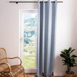 Kinderzimmer Verdunklungsgardine Dinosaurier Sterne hellblau 140x250cm