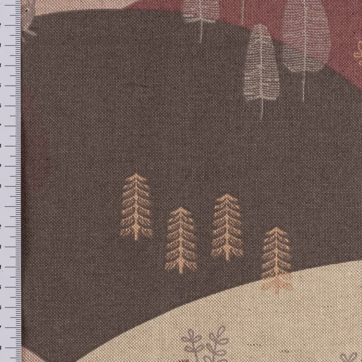 Kinderzimmer Vorhang Mountain Forest Animals Waldtiere Hügel Leinenlook rosa beige 245cm oder Wunschlänge von SCHÖNER LEBEN.