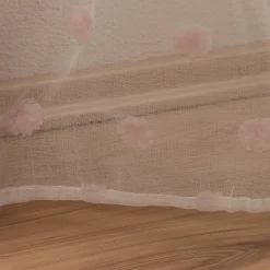 Kinderzimmer Vorhang Ösengardine mit Pompons weiß rosa 140x240cm