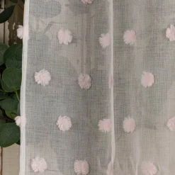 Kinderzimmer Vorhang Ösengardine mit Pompons weiß rosa 140x240cm
