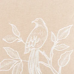 Kissen aus Baumwolle mit Stickerei Vogel Zweig natur 40x40cm