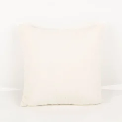 Kissen Blumen getuftet und gestickt Chenille wollweiß grün rosa lila 45x45cm