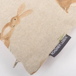 Kissenhülle Aquarell Woodland Rabbit Hasen natur braun in versch. Größen von SCHÖNER LEBEN.