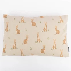 Kissenhülle Aquarell Woodland Rabbit Hasen natur braun in versch. Größen von SCHÖNER LEBEN.