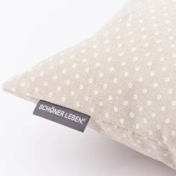 Kissenhülle Basic Dot Pünktchen Leinenlook natur weiß in versch. Größen von SCHÖNER LEBEN.