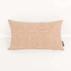 Kissenhülle Baumwolle Curve Maze Line braun natur in versch. Größen von SCHÖNER LEBEN.