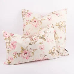 Kissenhülle Classic Painted Rose Rosen ecru rosa in versch. Größen oder Wunschmaß von SCHÖNER LEBEN.