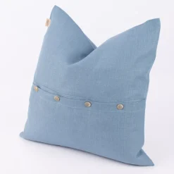 Kissenhülle Erik mit Knopfleiste aus 100 % Leinen 47x47cm blau