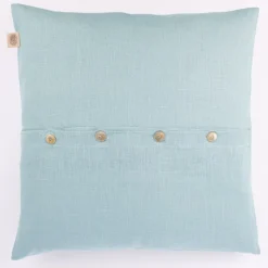 Kissenhülle Erik mit Knopfleiste aus 100 % Leinen 47x47cm eisblau