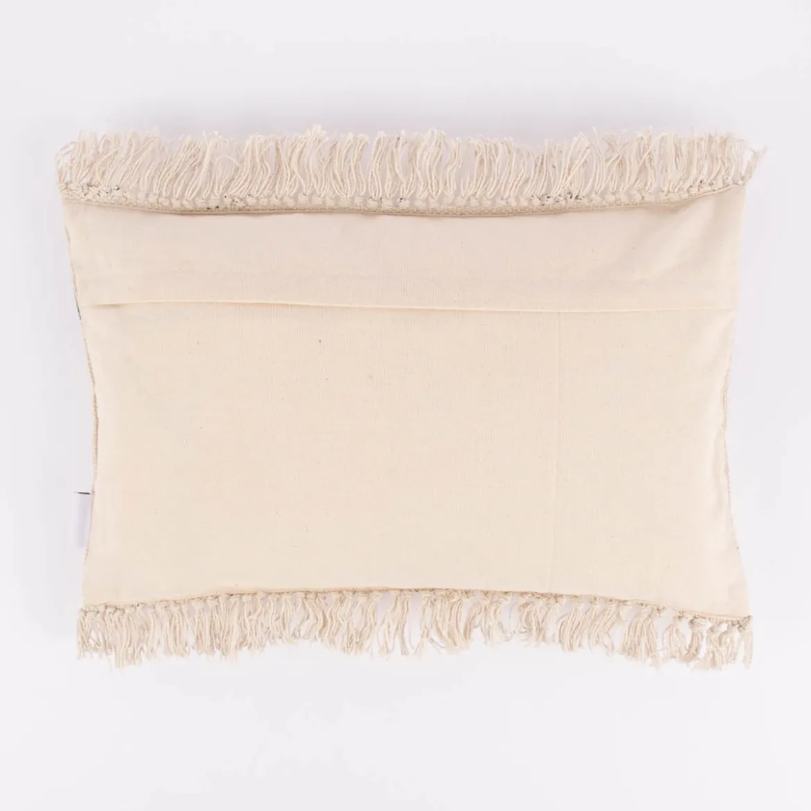 Kissenhülle Faiza mit Fransen Punkte Herzen Kreuze creme schwarz 30x50cm