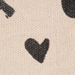 Kissenhülle Faiza mit Fransen Punkte Herzen Kreuze creme schwarz 30x50cm