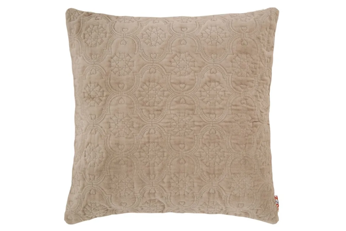 Kissenhülle Fidda Veloursstoff mit Ornament-Steppung einfarbig sand 50x50cm