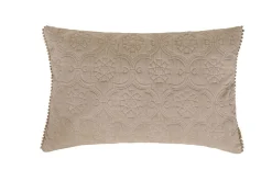 Kissenhülle Fidda Veloursstoff mit Ornament-Steppung einfarbig sand 30x50cm