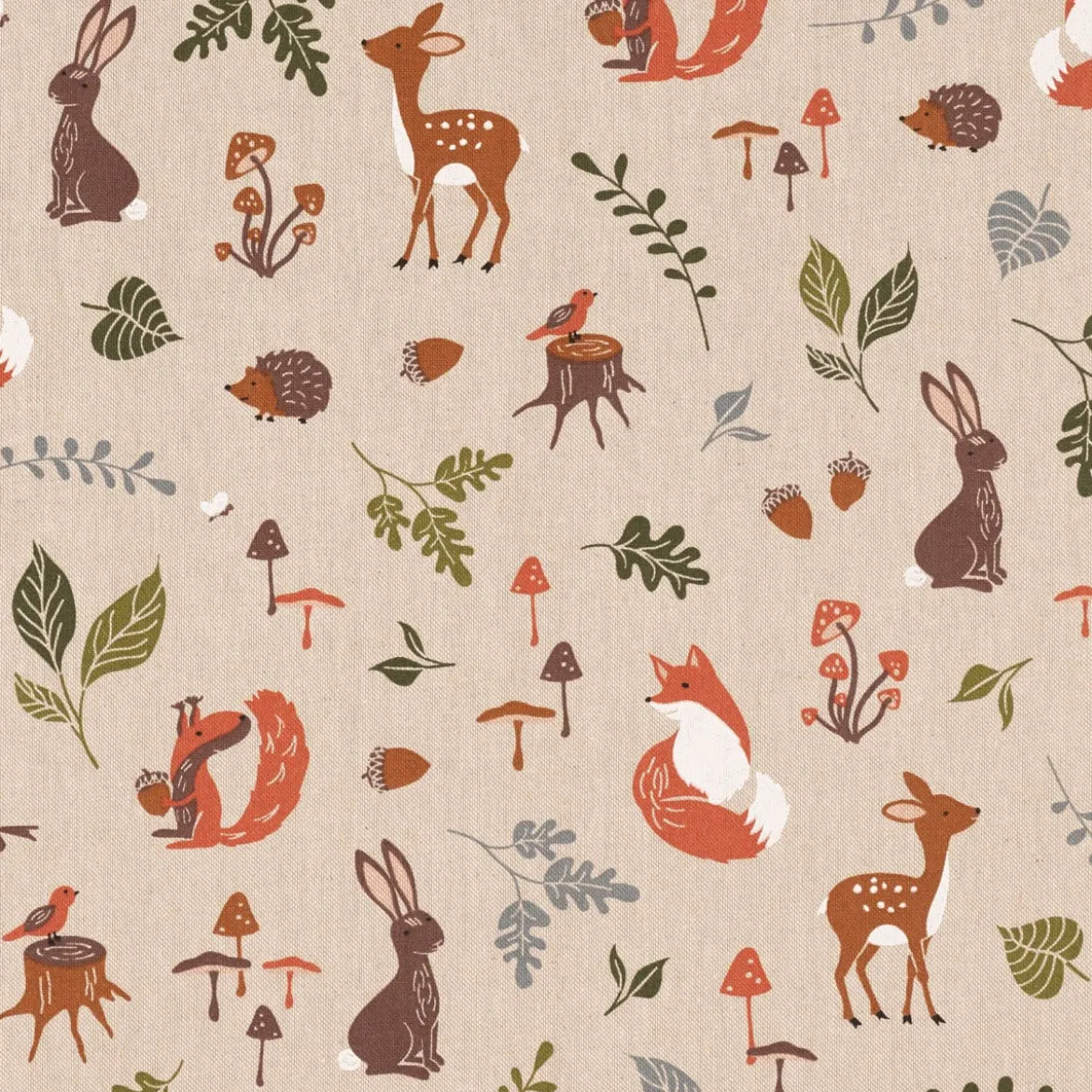 Kissenhülle Forest Wood Animals Waldtiere natur braun grün verschiedene Größen von SCHÖNER LEBEN.