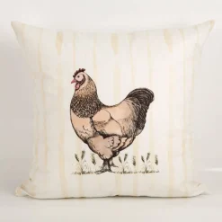 Kissenhülle Hahn Streifen beige gelb braun 45x45cm von Clayre & Eef