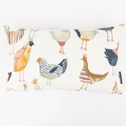 Kissenhülle Harriet Vintage Hühner wollweiß bunt in versch. Größen von SCHÖNER LEBEN.