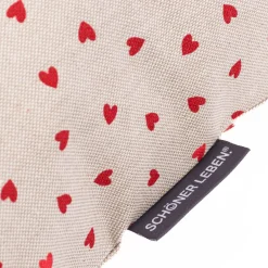 Kissenhülle Little Love Heart Herzchen Leinenlook natur rot in versch. Größen von SCHÖNER LEBEN.