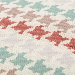 Kissenhülle Mira Hahnentritt beige rot türkis in versch. Größen oder Wunschmaß von SCHÖNER LEBEN.