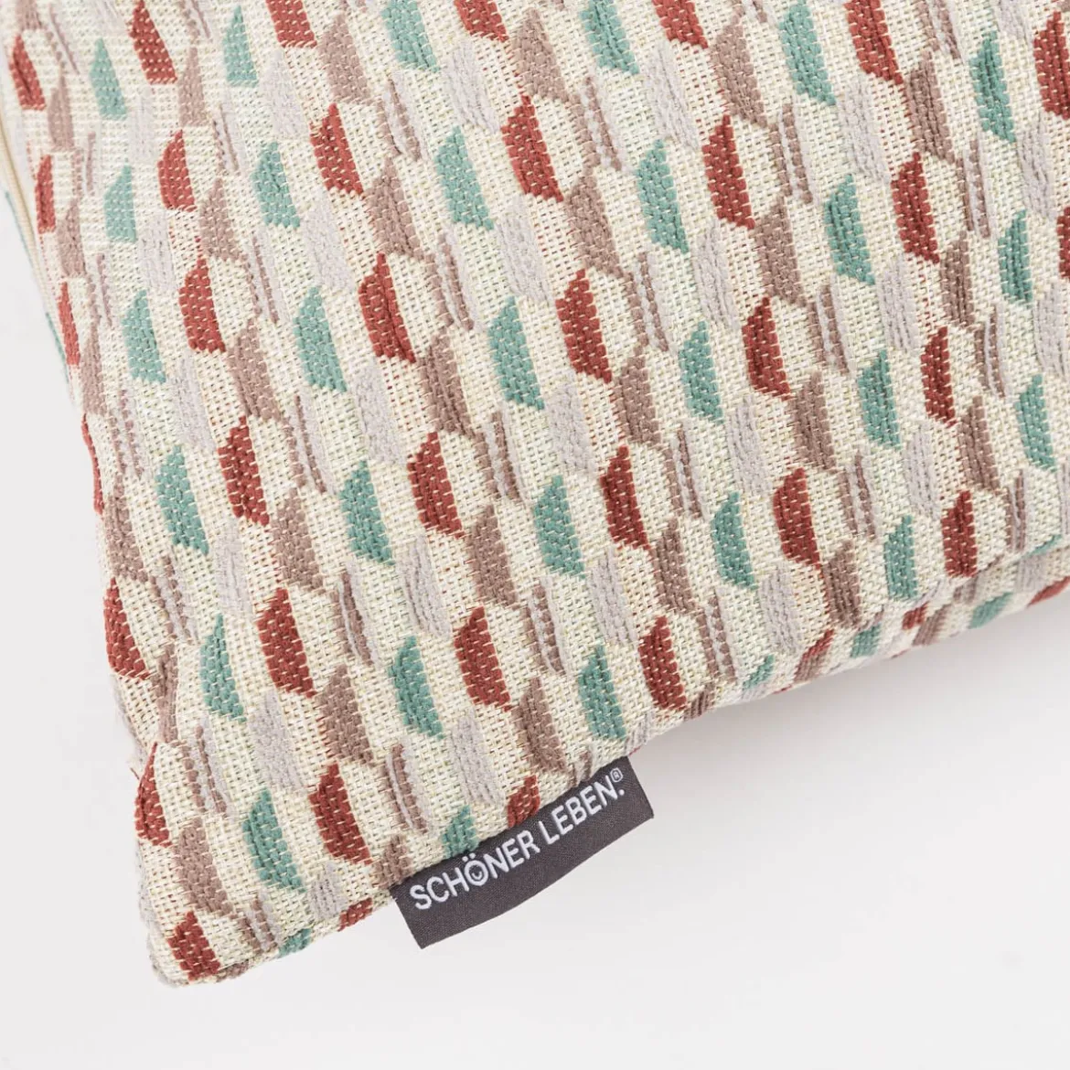 Kissenhülle Mira Hexagon beige rot türkis in versch. Größen oder Wunschmaß von SCHÖNER LEBEN.