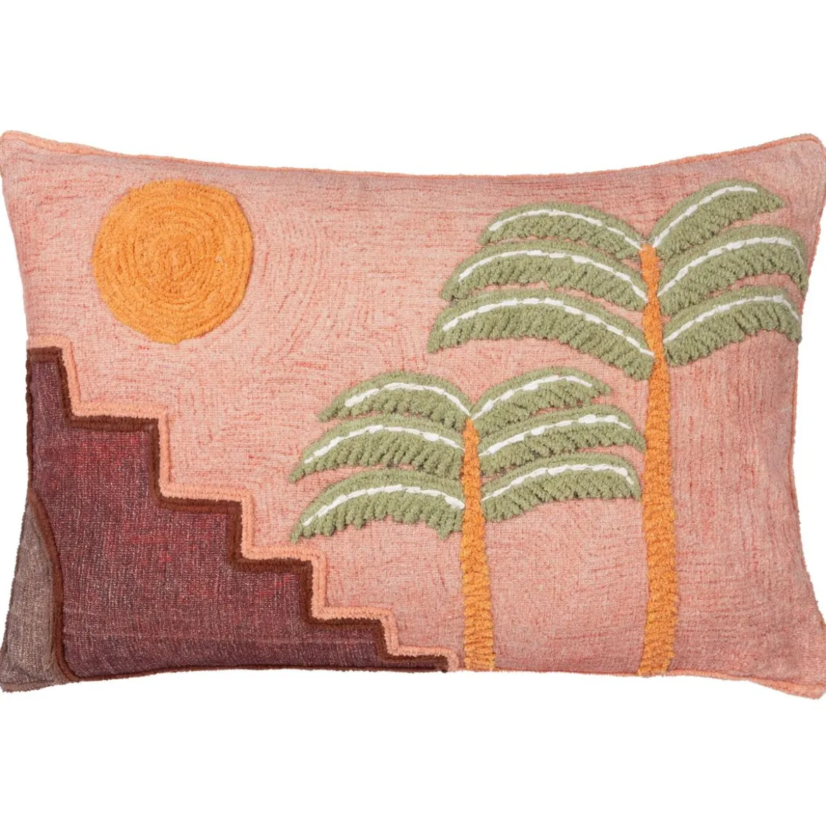 Kissenhülle Moloko Palmen Stickerei pink sunset rosé 40x60cm
