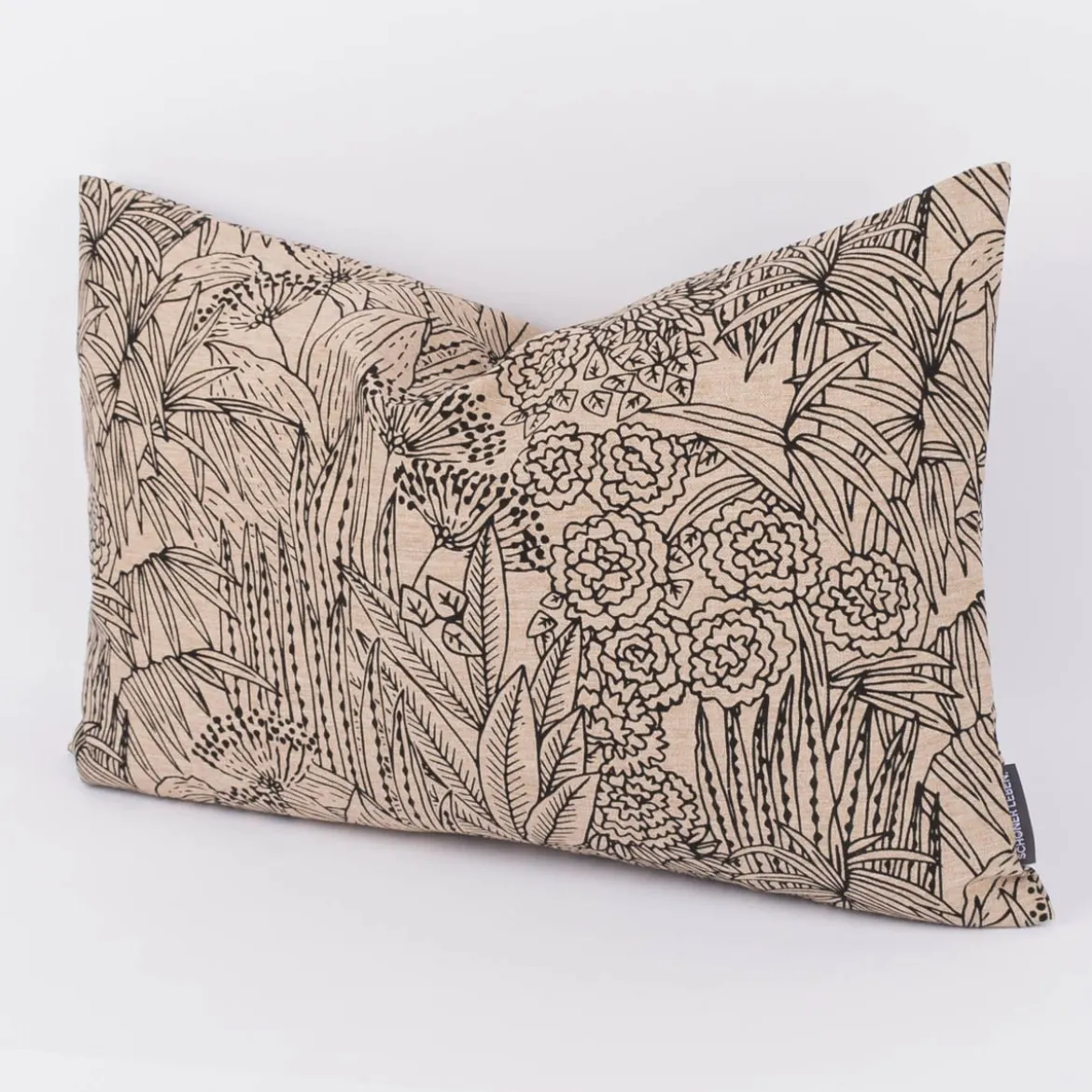 Kissenhülle Orphee Botanics Leinenlook natur schwarz in versch. Größen von SCHÖNER LEBEN.