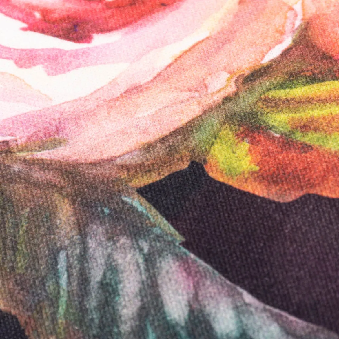 Kissenhülle Rosetta Rosen schwarz pink in versch. Größen von SCHÖNER LEBEN.
