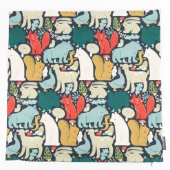 Kissenhülle Waldtiere Scandi blau rot beige in versch. Größen von SCHÖNER LEBEN.