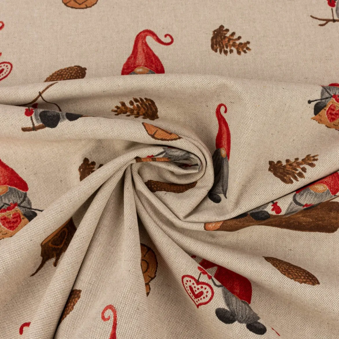Kissenhülle Weihnachten Tomte Weihnachtswichtel Leinenlook natur rot braun verschiedene Größen von SCHÖNER LEBEN.