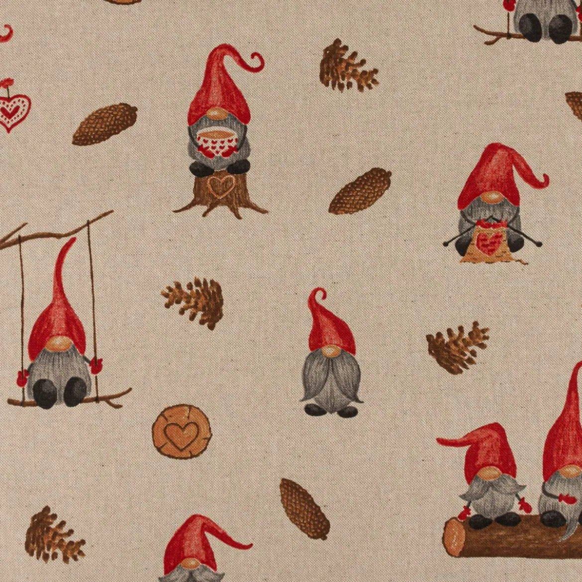 Kissenhülle Weihnachten Tomte Weihnachtswichtel Leinenlook natur rot braun verschiedene Größen von SCHÖNER LEBEN.