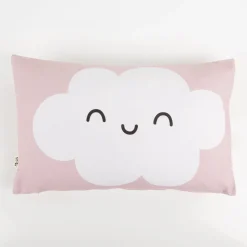 Kissenhülle Wolke mit lachendem Gesicht Kinderkissen aus Baumwolle rosa 30x50cm