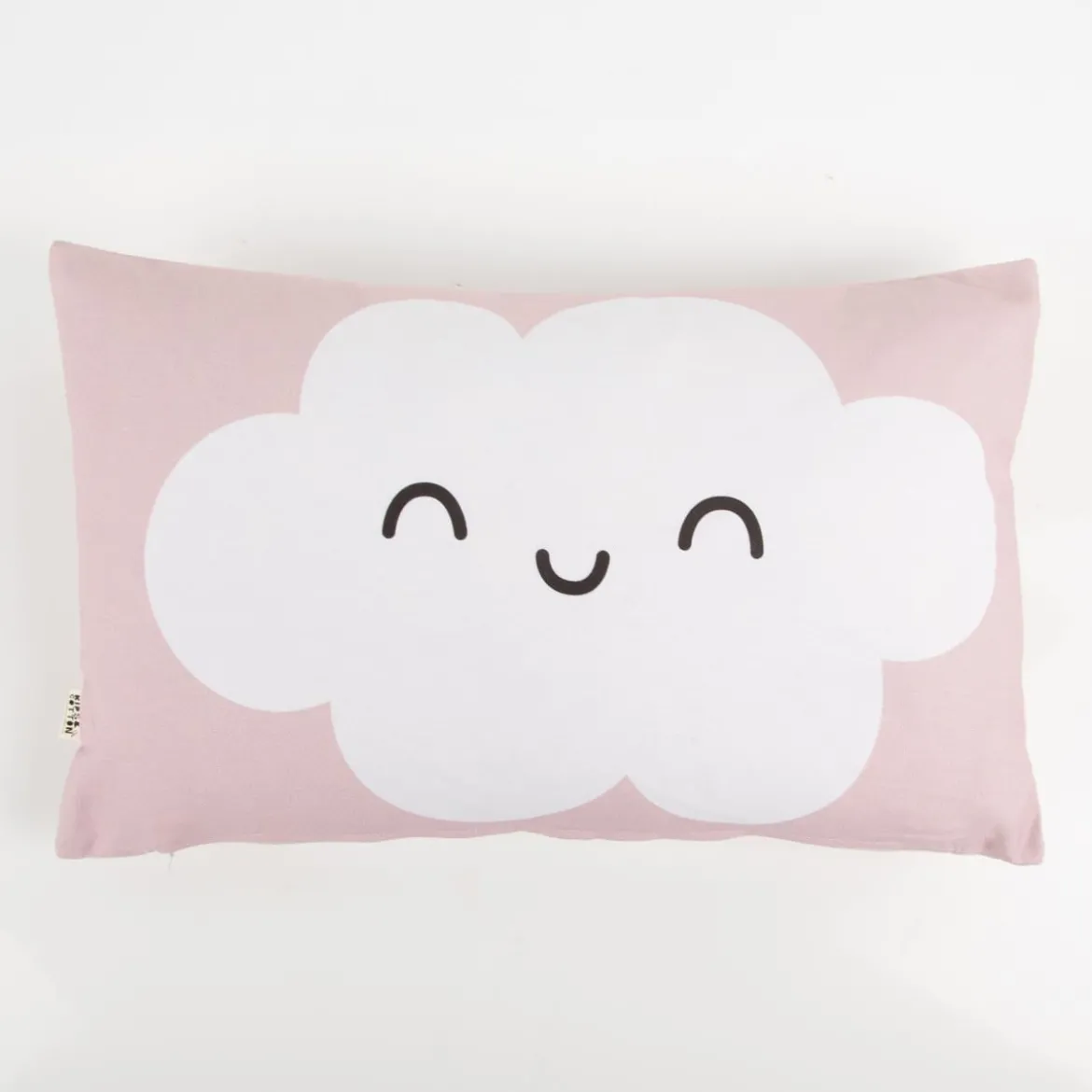 Kissenhülle Wolke mit lachendem Gesicht Kinderkissen aus Baumwolle rosa 30x50cm
