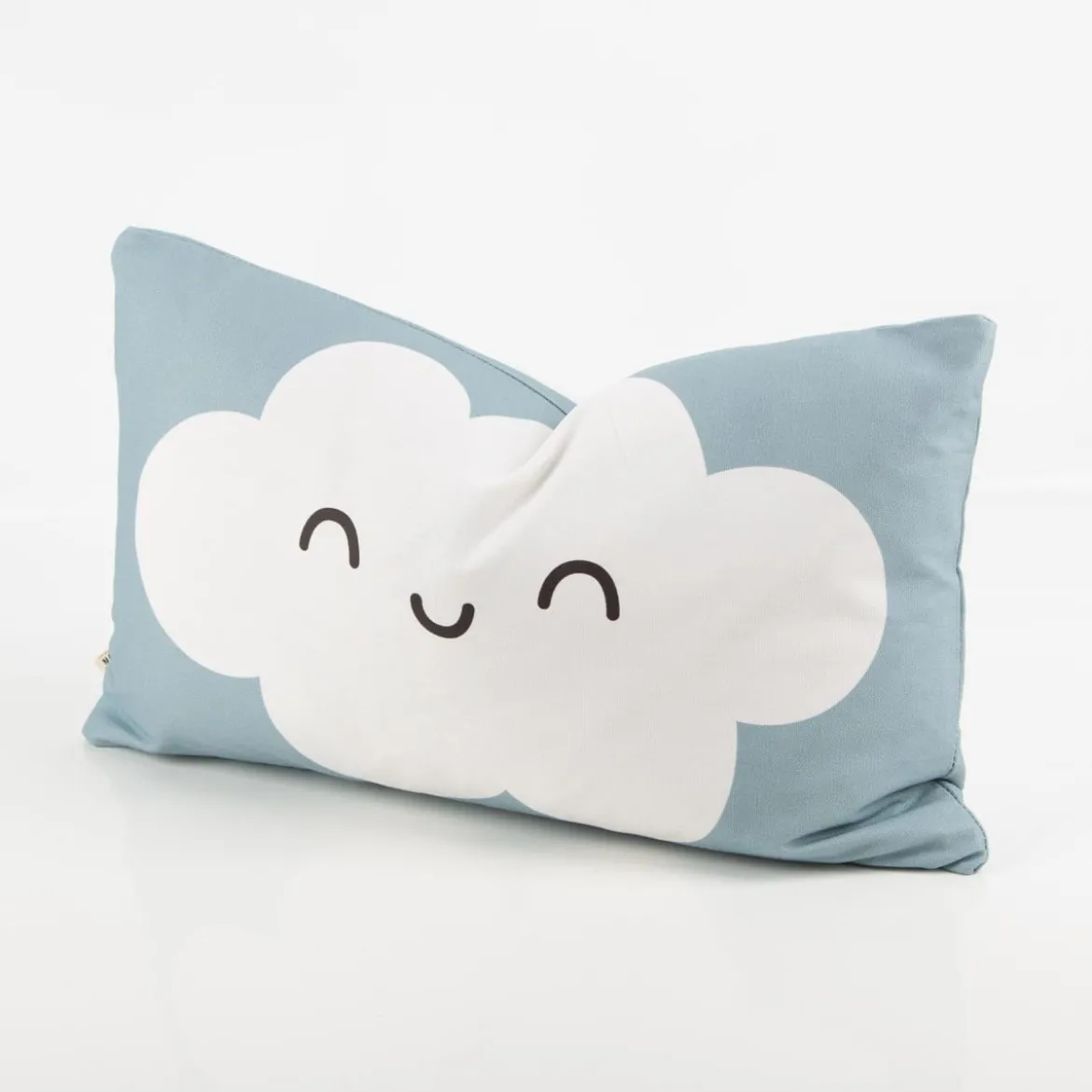 Kissenhülle Wolke mit Lachgesicht Kinderkissen aus Baumwolle blau 30x50cm