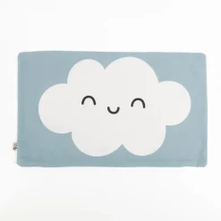 Kissenhülle Wolke mit Lachgesicht Kinderkissen aus Baumwolle blau 30x50cm