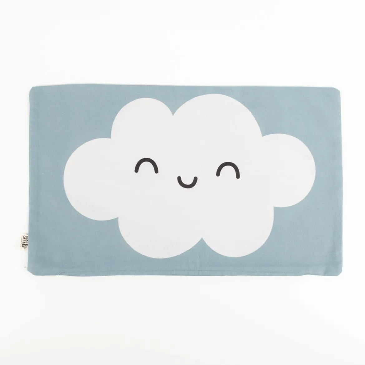 Kissenhülle Wolke mit Lachgesicht Kinderkissen aus Baumwolle blau 30x50cm