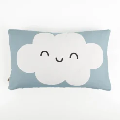 Kissenhülle Wolke mit Lachgesicht Kinderkissen aus Baumwolle blau 30x50cm