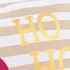 Kissen Ho Ho Ho Streifen Weihnachtsmann Schneesterne beige weiß rot gold 25x40cm von La Vida
