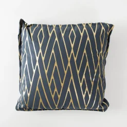Kissen Houston in Blau mit Metallic-Effekten in Gold 40x40cm
