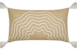 Kissen Jute Lurex mit Quasten gold beige 35x60cm