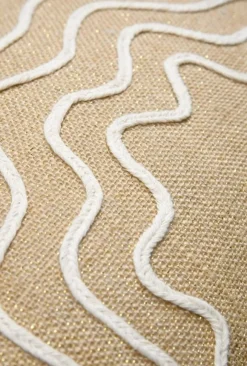 Kissen Jute Lurex mit Quasten gold beige 35x60cm