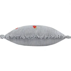 Kissen Les Fruites Streifen Rüschen Erdbeer-Stickerei creme rot 30x50cm
