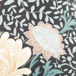 Kissen Madeleine aus Samt mit Kederumrandung Blumen schwarz türkisgrün 45x45cm