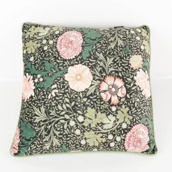Kissen Madeleine aus Samt mit Kederumrandung Blumen grün rosa 45x45cm