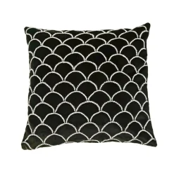 Kissen Mermaid mit Perlenstickerei schwarz silber 45x45cm