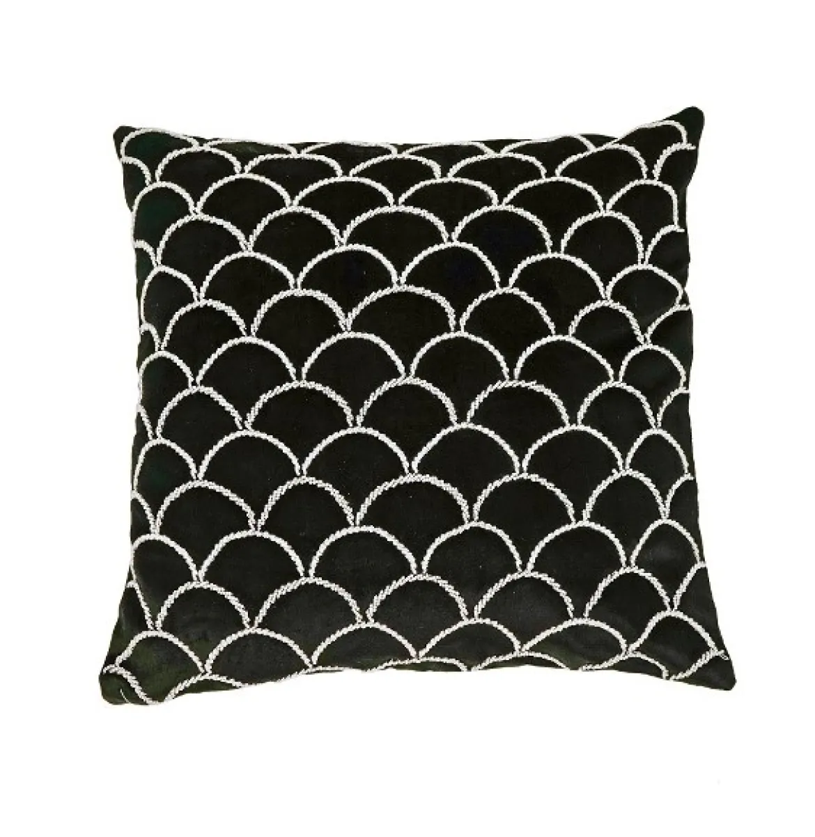 Kissen Mermaid mit Perlenstickerei schwarz silber 45x45cm