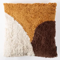 Kissen mit Flor Fransen abstrakt braun natur 45x45cm